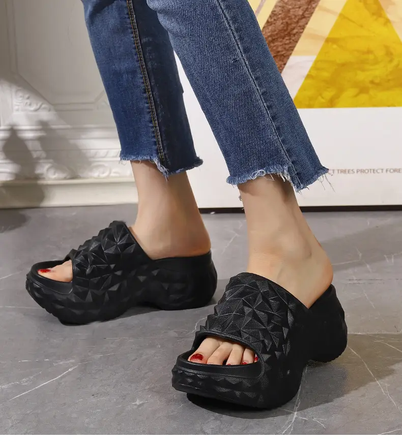 2025 Height Increased Thick Bottom Women's Summer Outdoor Wear New Non-slip Slippers Platform Bottom Lazy Outdoor One-word Sandals for Women — feature 22