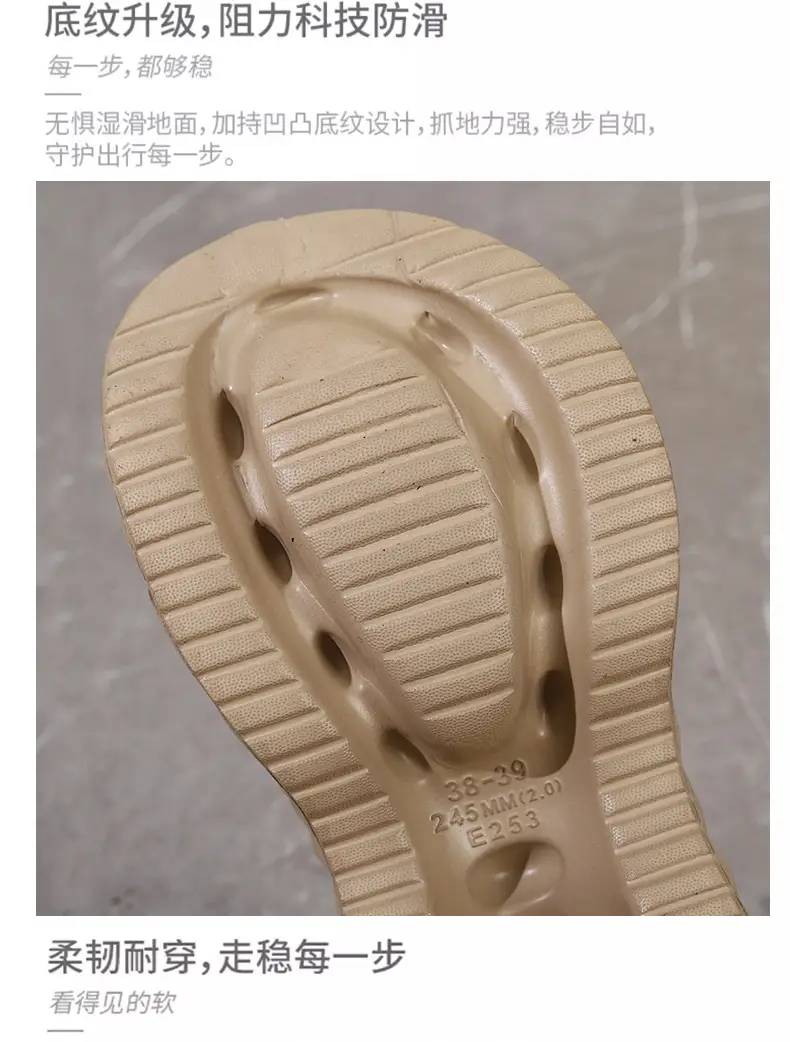 2025 Height Increased Thick Bottom Women's Summer Outdoor Wear New Non-slip Slippers Platform Bottom Lazy Outdoor One-word Sandals for Women — feature 5