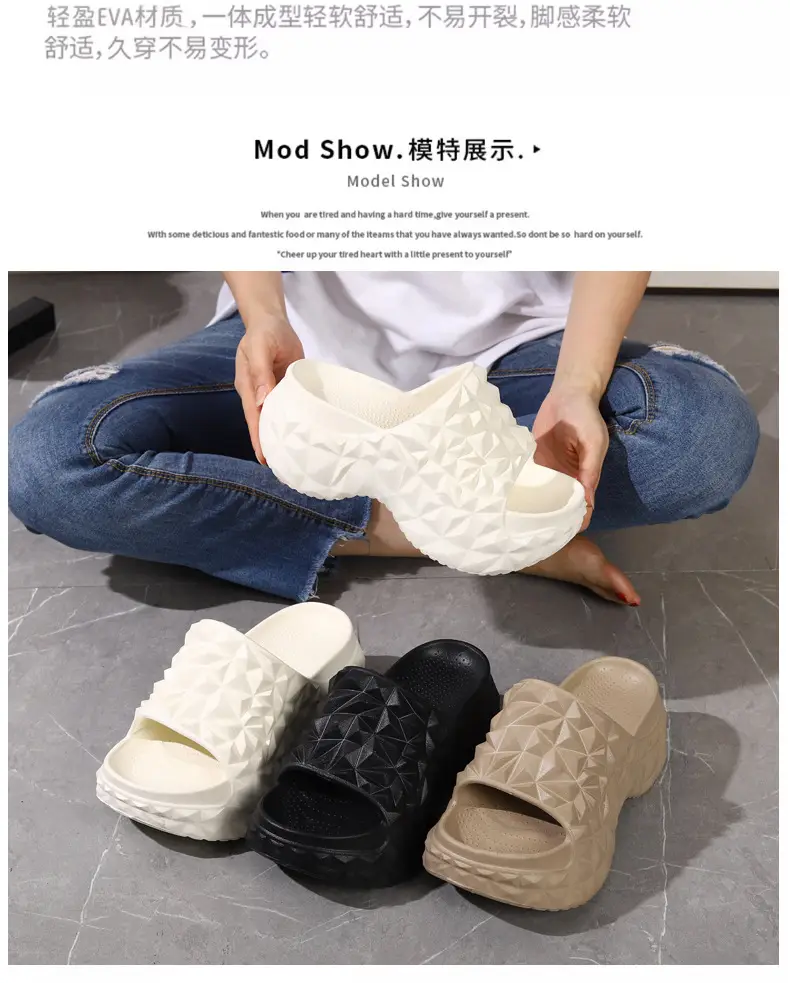 2025 Height Increased Thick Bottom Women's Summer Outdoor Wear New Non-slip Slippers Platform Bottom Lazy Outdoor One-word Sandals for Women — feature 6