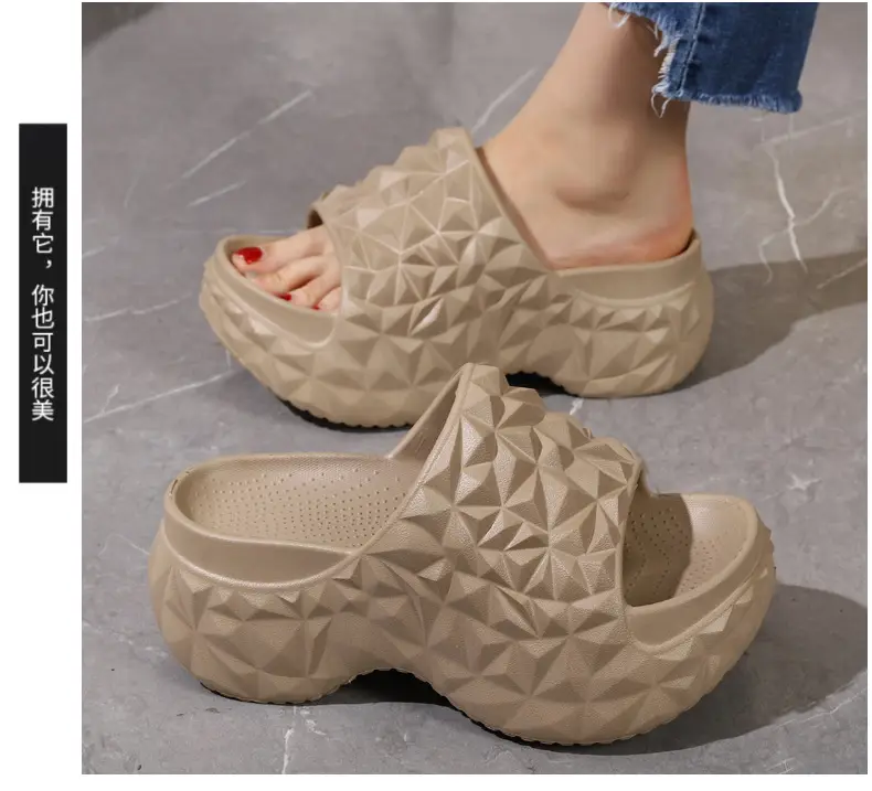2025 Height Increased Thick Bottom Women's Summer Outdoor Wear New Non-slip Slippers Platform Bottom Lazy Outdoor One-word Sandals for Women — feature 9