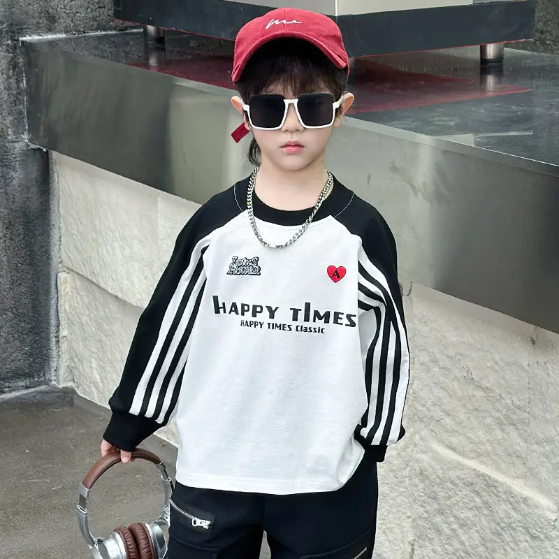 Boys Long Sleeve T-Shirt White Black Spring Autumn 2025 - Image 5