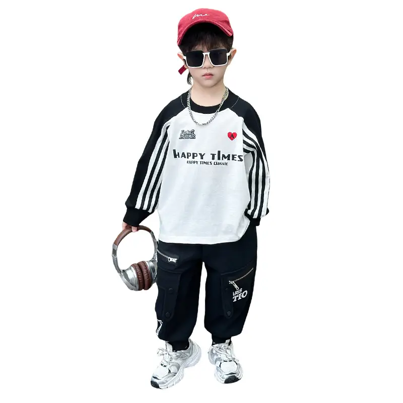Boys Long Sleeve T-Shirt White Black Spring Autumn 2025 - Image 6