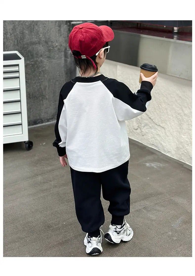 Boys Long Sleeve T-Shirt White Black Spring Autumn 2025 — feature 19
