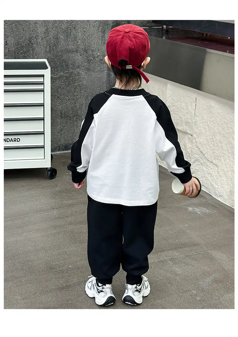 Boys Long Sleeve T-Shirt White Black Spring Autumn 2025 — feature 20