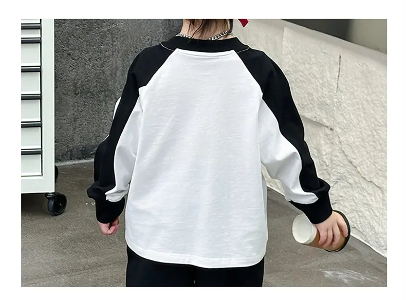 Boys Long Sleeve T-Shirt White Black Spring Autumn 2025 — feature 22