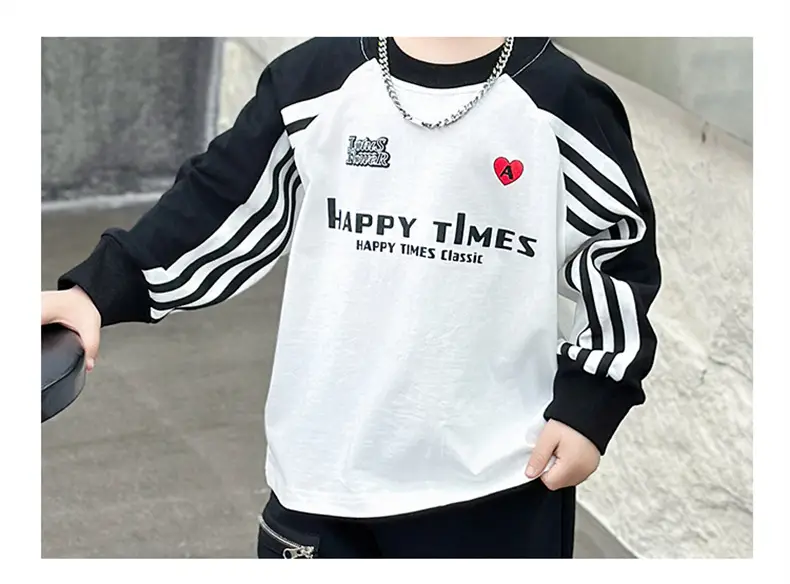 Boys Long Sleeve T-Shirt White Black Spring Autumn 2025 — feature 23