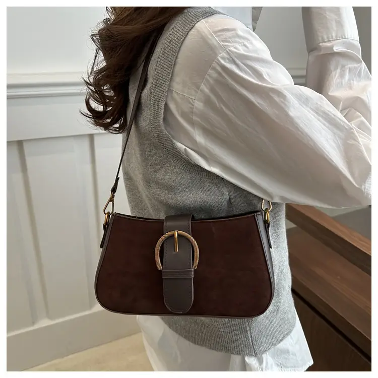 Women's Tan Shoulder Crossbody Bag with Long Strap — feature 11