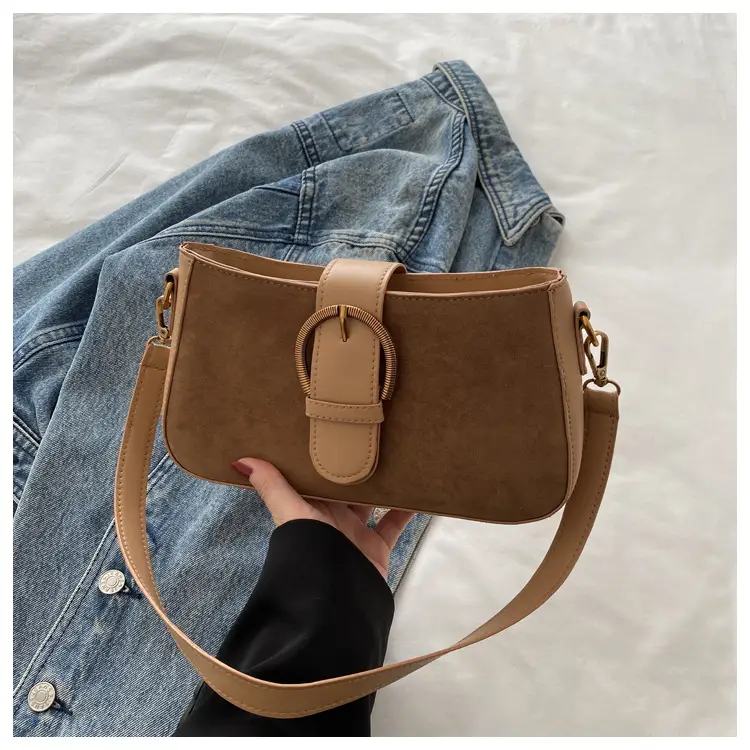 Women's Tan Shoulder Crossbody Bag with Long Strap — feature 21