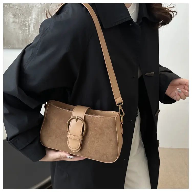 Women's Tan Shoulder Crossbody Bag with Long Strap — feature 9