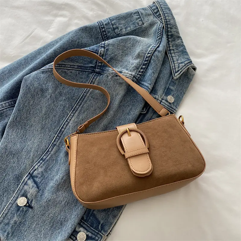 Women's Tan Shoulder Crossbody Bag with Long Strap - Image 2