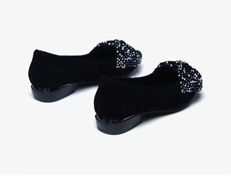 Bow rhinestone shoes 2025 spring new shallow women's shoes pointed toe women's shoes one pedal work shoes thick heel — feature 3