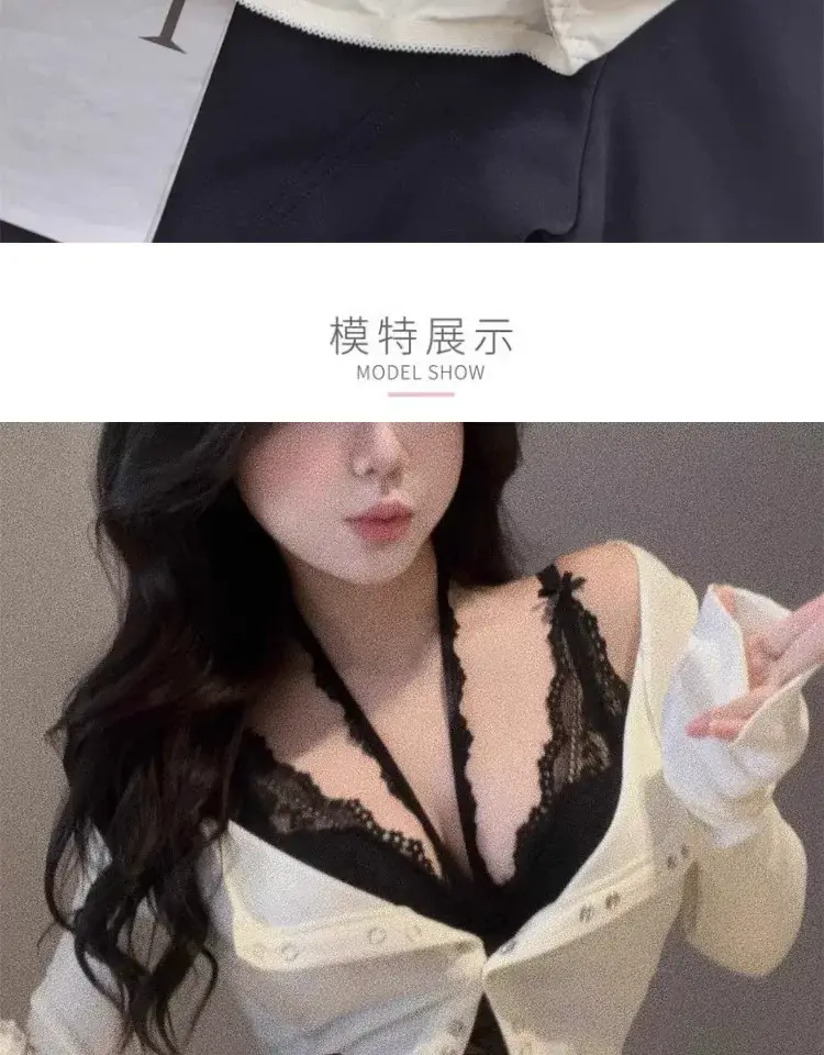 Lace Hanging Neck Sling Women's Inner Bra — feature 17