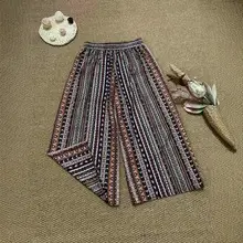 Plus Size Cotton Plaid Wide Leg Pants Skirt Set — feature 8