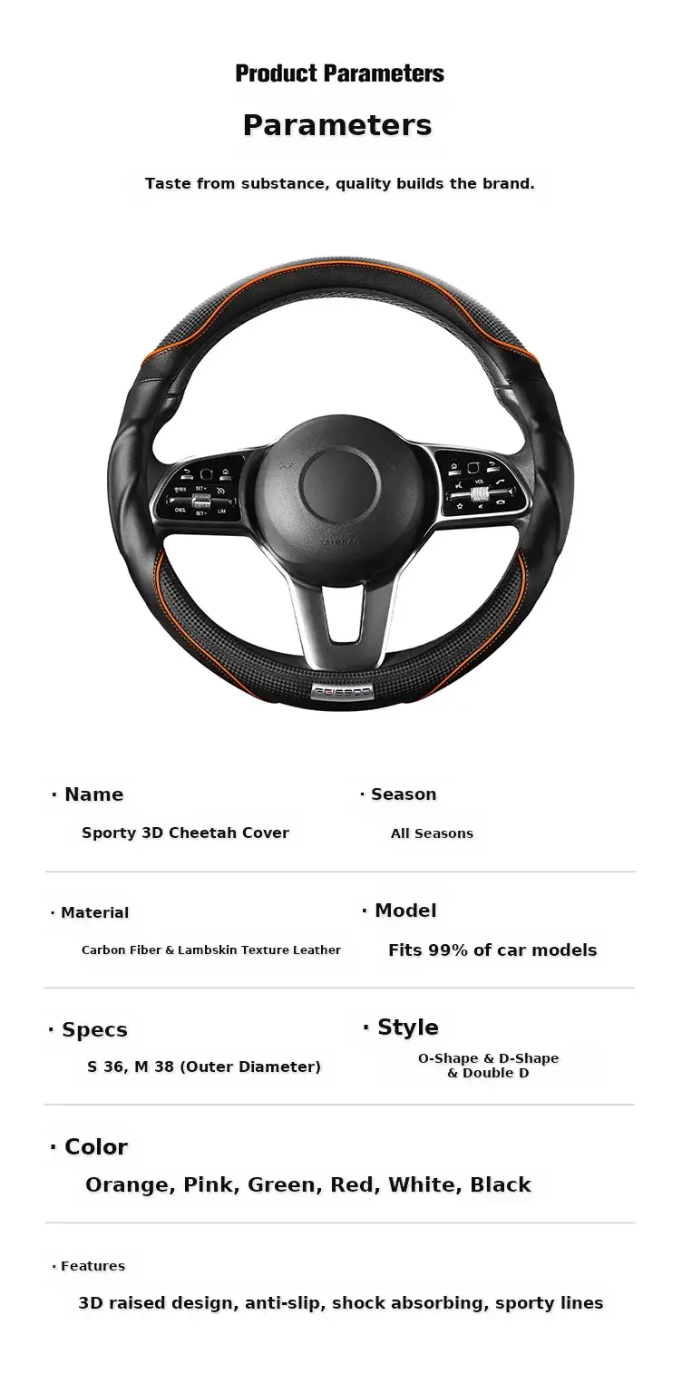 2025 3D Cheetah Car Steering Wheel Cover Oć 38CM â feature 18