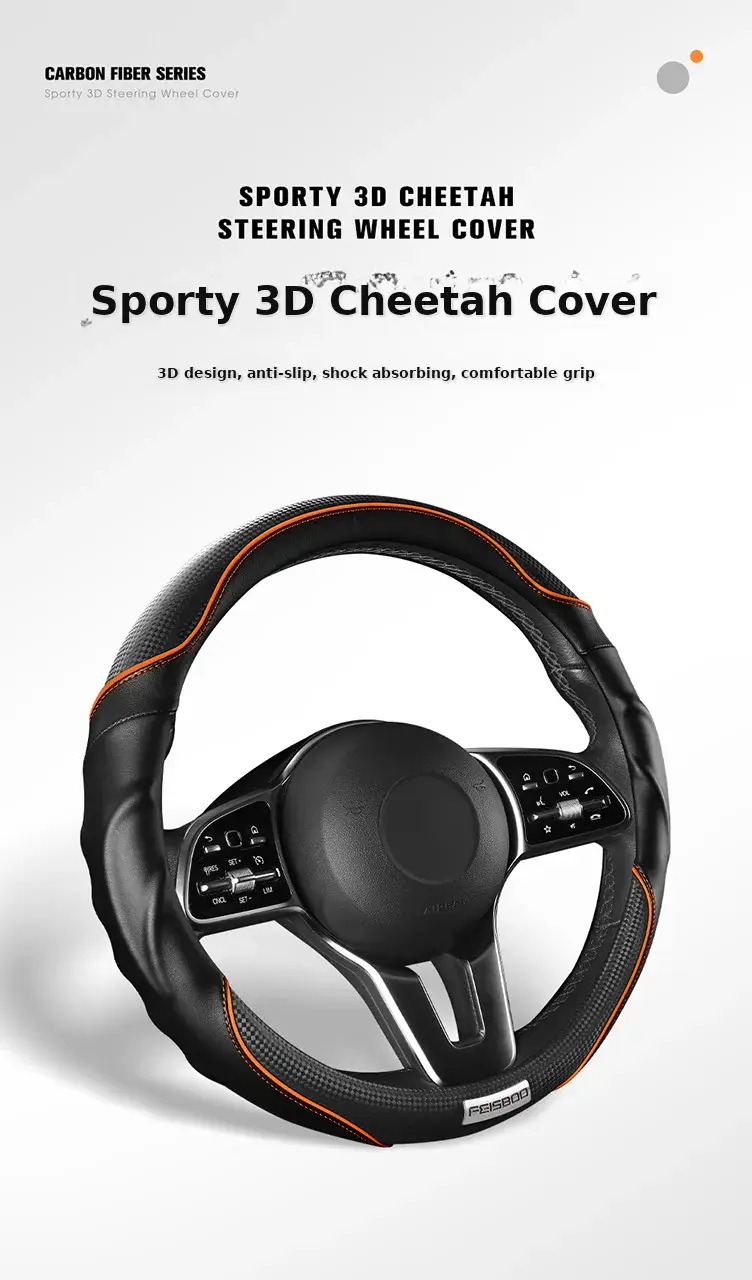 2025 3D Cheetah Car Steering Wheel Cover Oć 38CM â feature 2