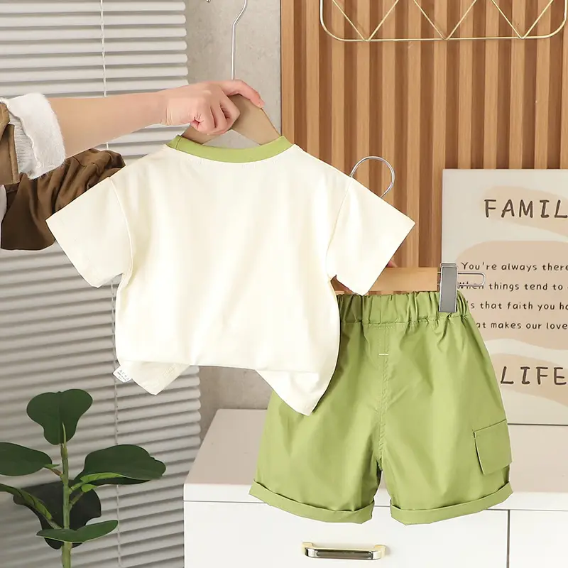 Kids Cotton Graphic Shorts Set Summer Newborn Boys - Image 4