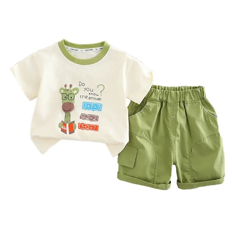 Kids Cotton Graphic Shorts Set Summer Newborn Boys - Image 5
