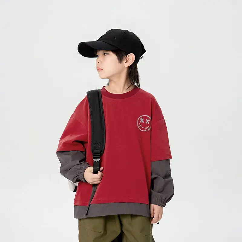 Boys Long Sleeve Korean Style T-Shirt Black Green