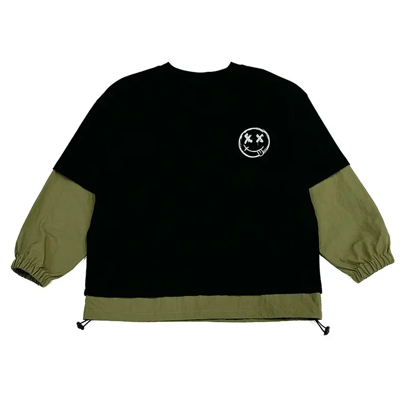 Boys Long Sleeve Korean Style T-Shirt Black Green