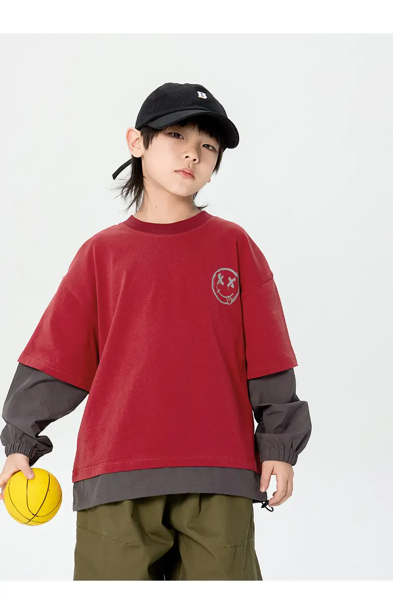 Boys Long Sleeve Korean Style T-Shirt Black Green — feature 16