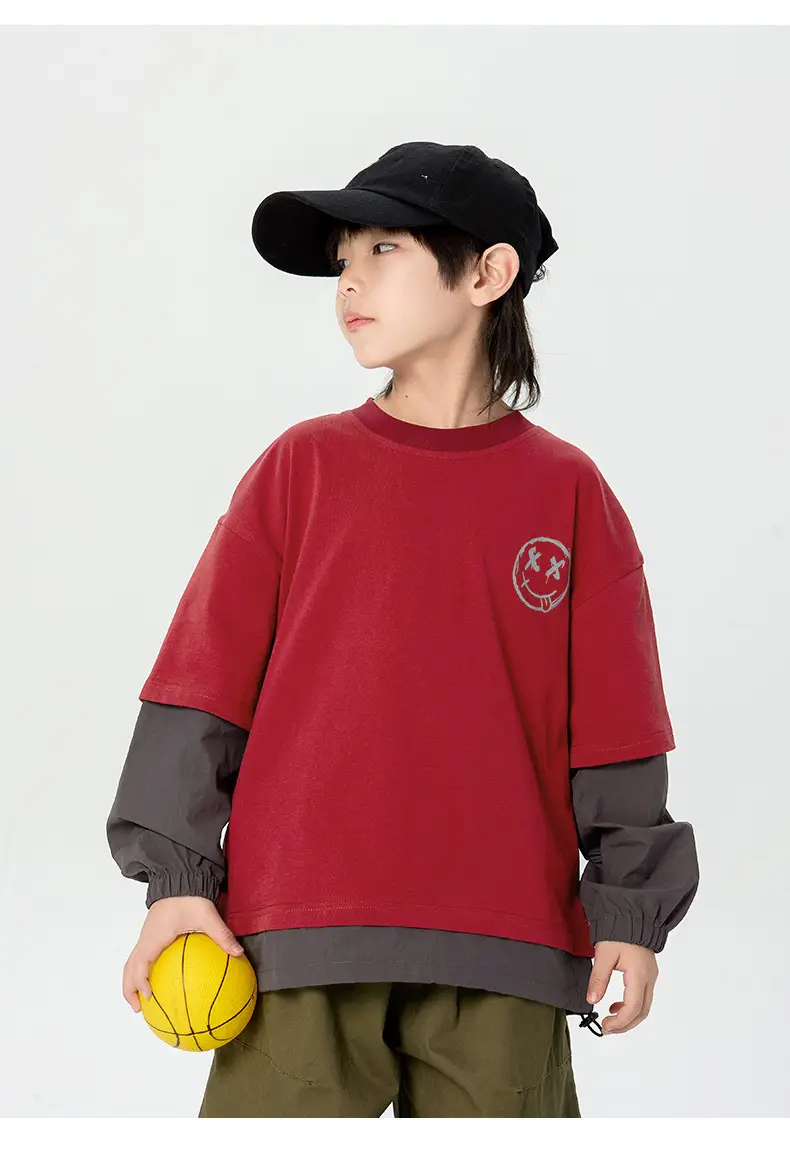 Boys Long Sleeve Korean Style T-Shirt Black Green — feature 17