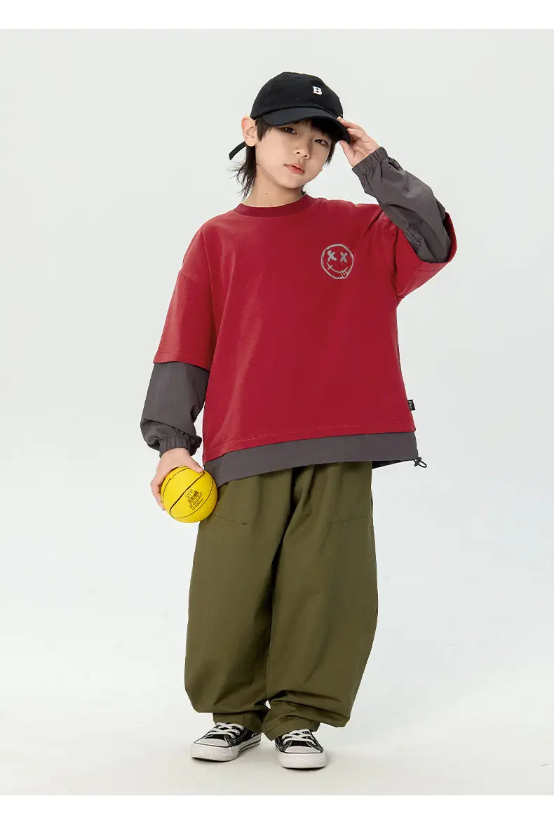 Boys Long Sleeve Korean Style T-Shirt Black Green — feature 18