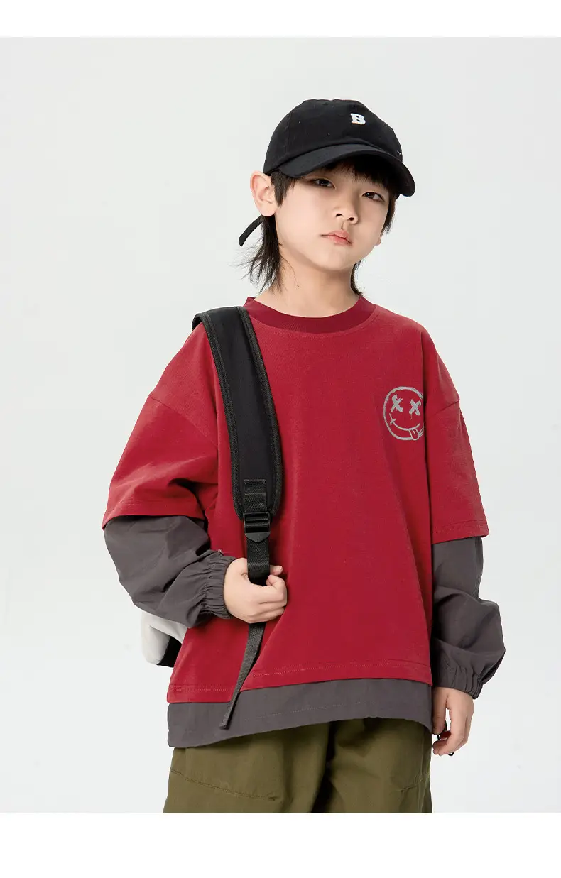 Boys Long Sleeve Korean Style T-Shirt Black Green — feature 21