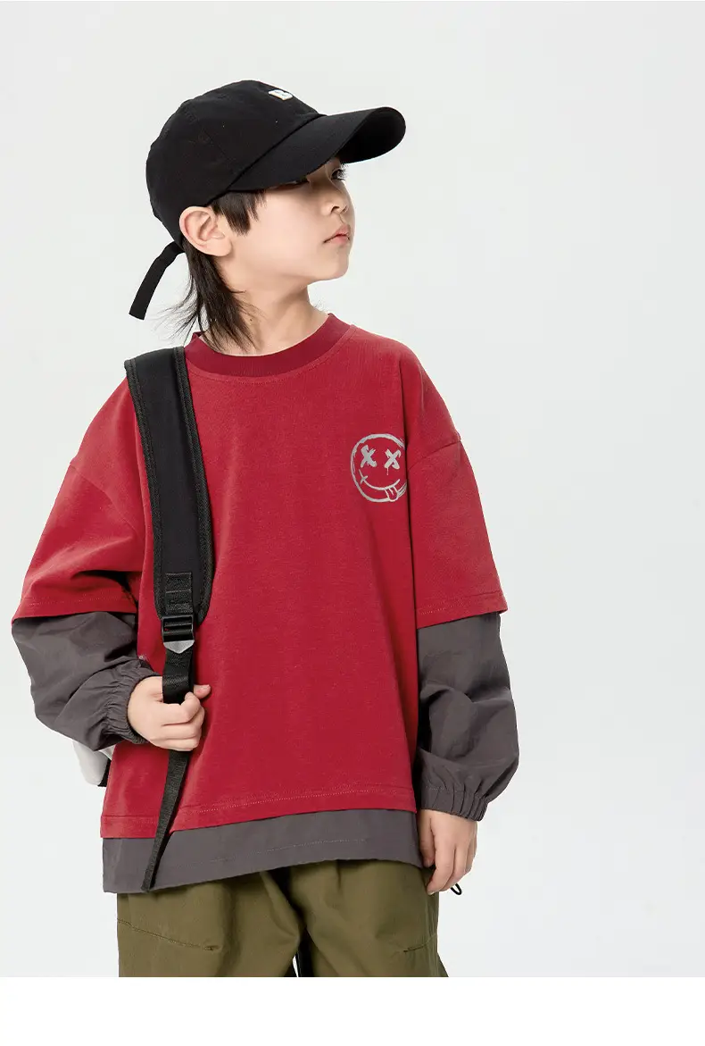 Boys Long Sleeve Korean Style T-Shirt Black Green — feature 22