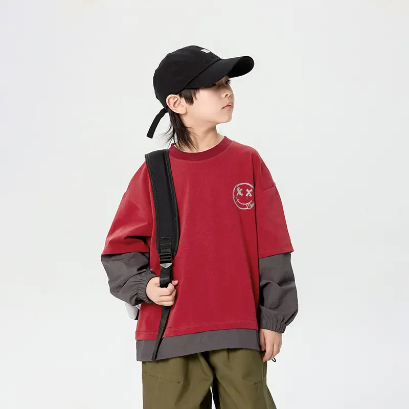 Boys Long Sleeve Korean Style T-Shirt Black Green