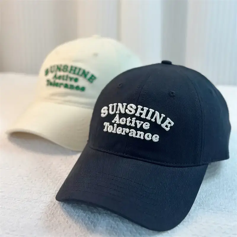 Men's 2024 Sunshine Letter Cap Beige Big Brim - Image 9