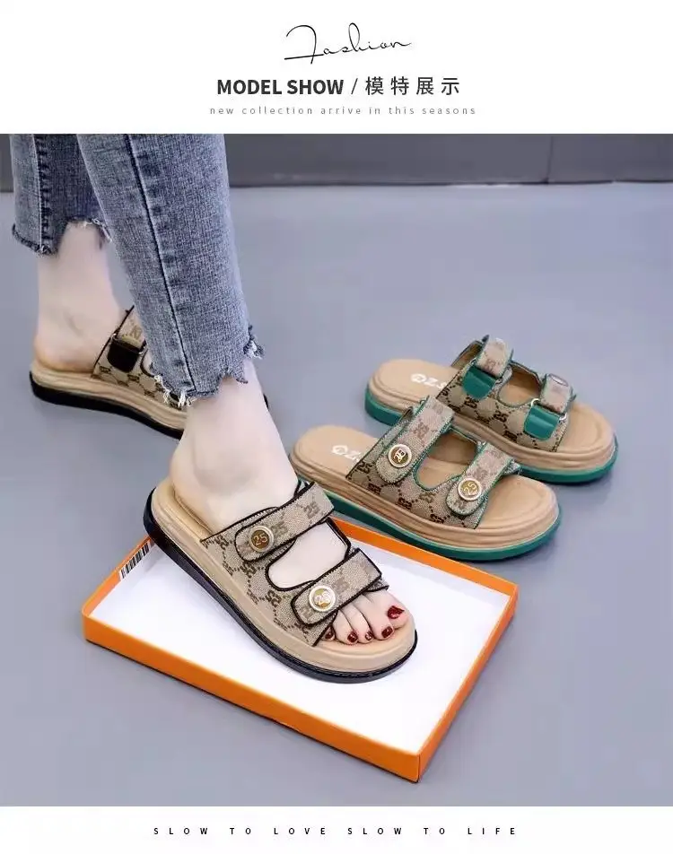 Slippers Women's Outer Wear Super Fire 2025 Summer New Thick Bottom Velcro Non-slip Beach Shoes with Skirt Sandals and Slippers — feature 4