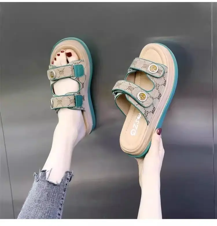 Slippers Women's Outer Wear Super Fire 2025 Summer New Thick Bottom Velcro Non-slip Beach Shoes with Skirt Sandals and Slippers — feature 6