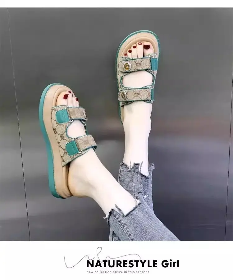 Slippers Women's Outer Wear Super Fire 2025 Summer New Thick Bottom Velcro Non-slip Beach Shoes with Skirt Sandals and Slippers — feature 7