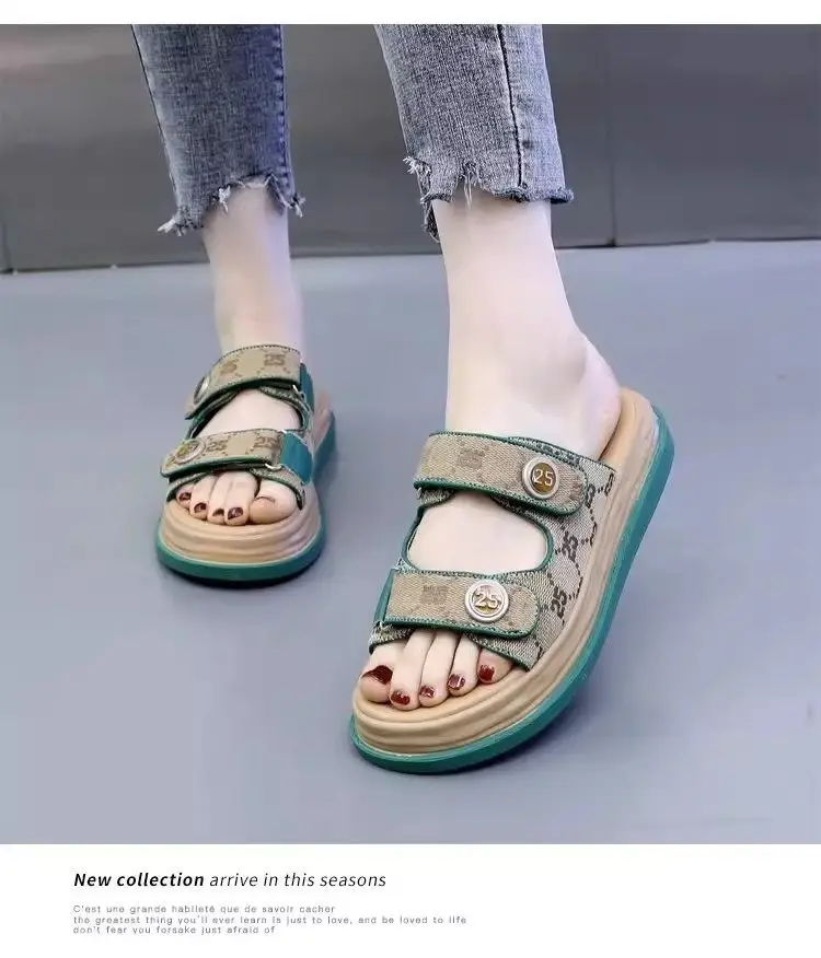 Slippers Women's Outer Wear Super Fire 2025 Summer New Thick Bottom Velcro Non-slip Beach Shoes with Skirt Sandals and Slippers — feature 8