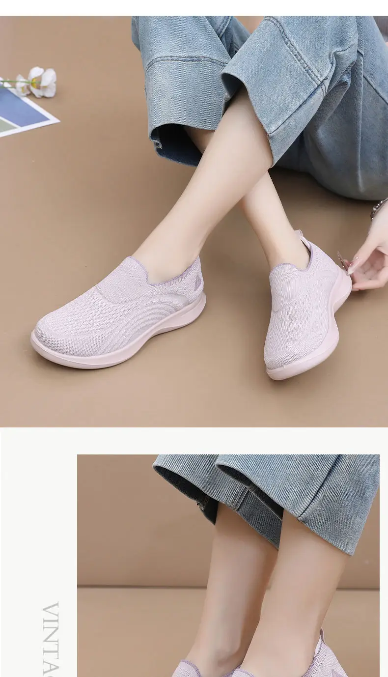 Women's Purple Mesh Slip-On Casual Shoes with Shock Absorption Sole — feature 21