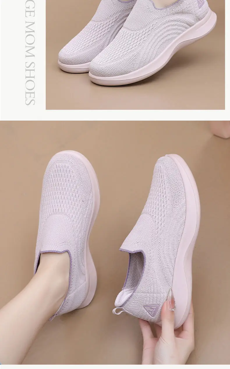 Women's Purple Mesh Slip-On Casual Shoes with Shock Absorption Sole — feature 22