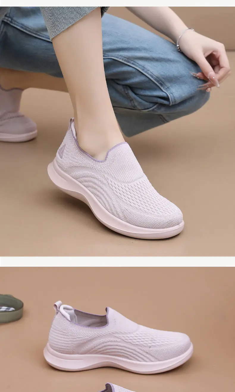 Women's Purple Mesh Slip-On Casual Shoes with Shock Absorption Sole — feature 23