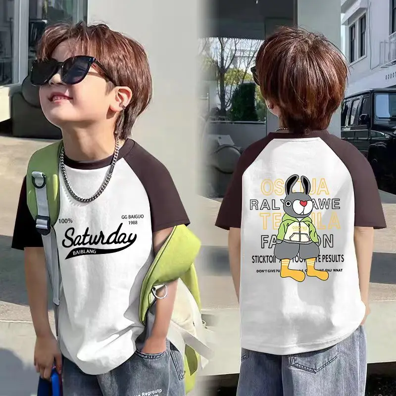 Boys Cotton Hip Hop T-Shirt Medium Large Summer - Image 4