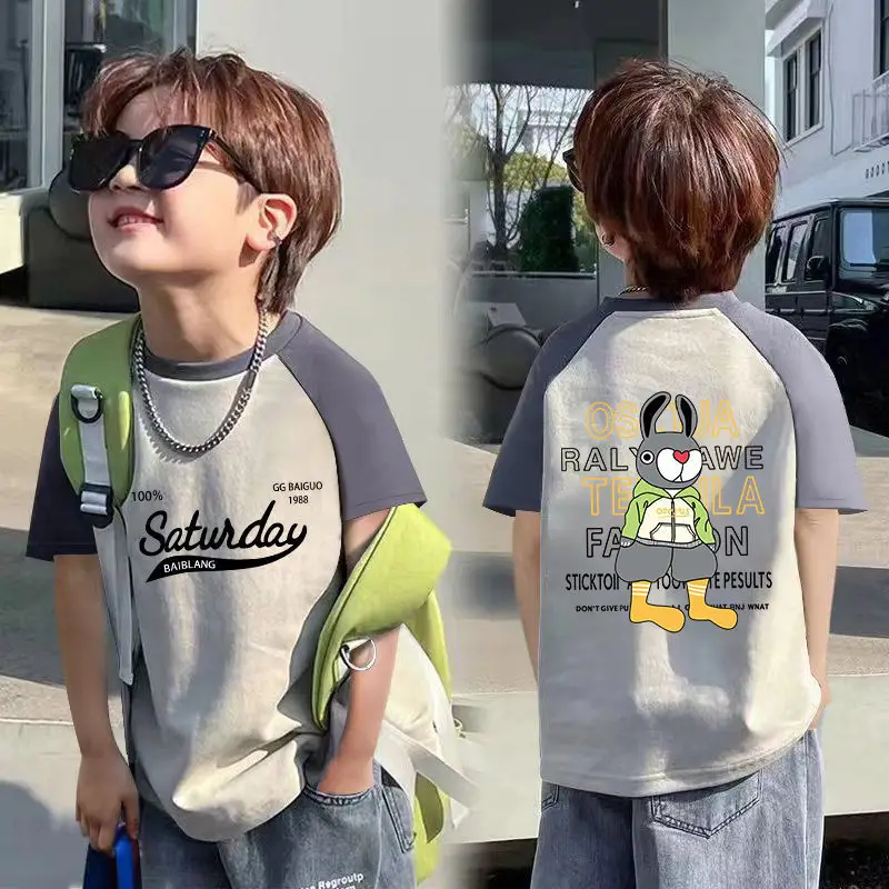 Boys Cotton Hip Hop T-Shirt Medium Large Summer - Image 5