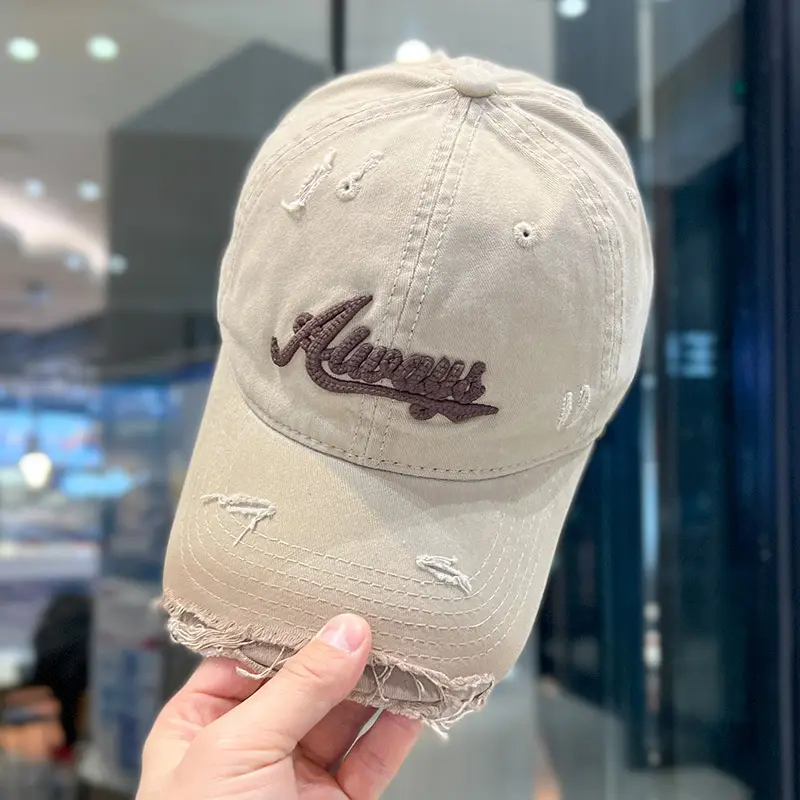 Women Vintage Washed Cap Ravee Embroidery Pink Black — feature 17