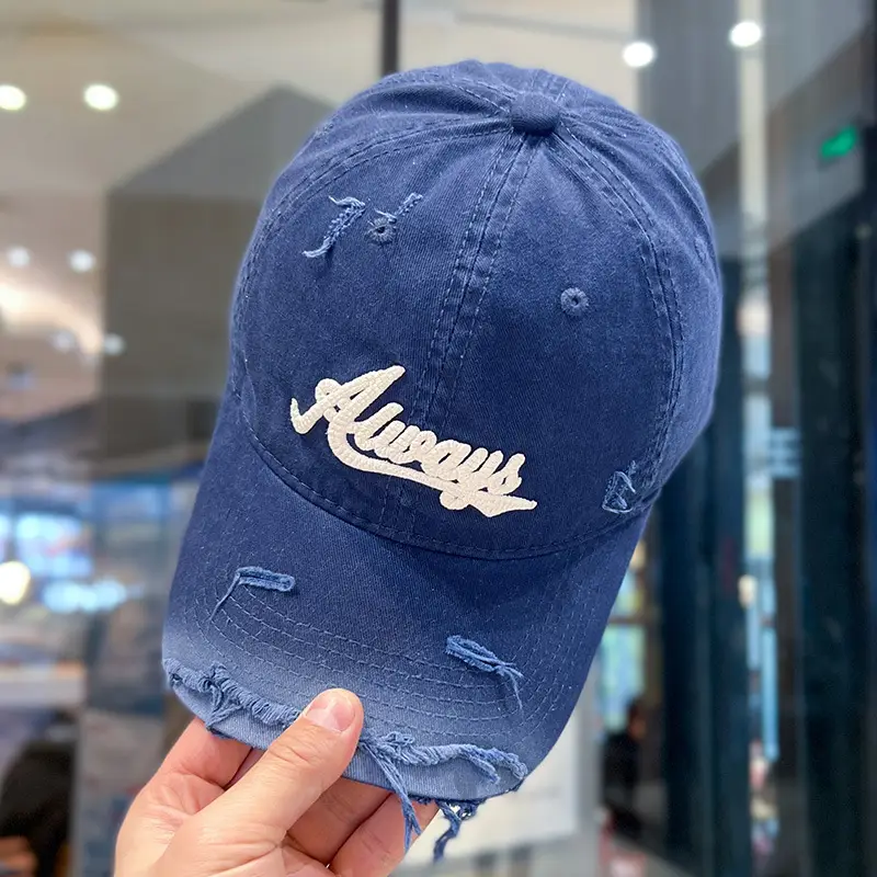 Women Vintage Washed Cap Ravee Embroidery Pink Black - Image 3