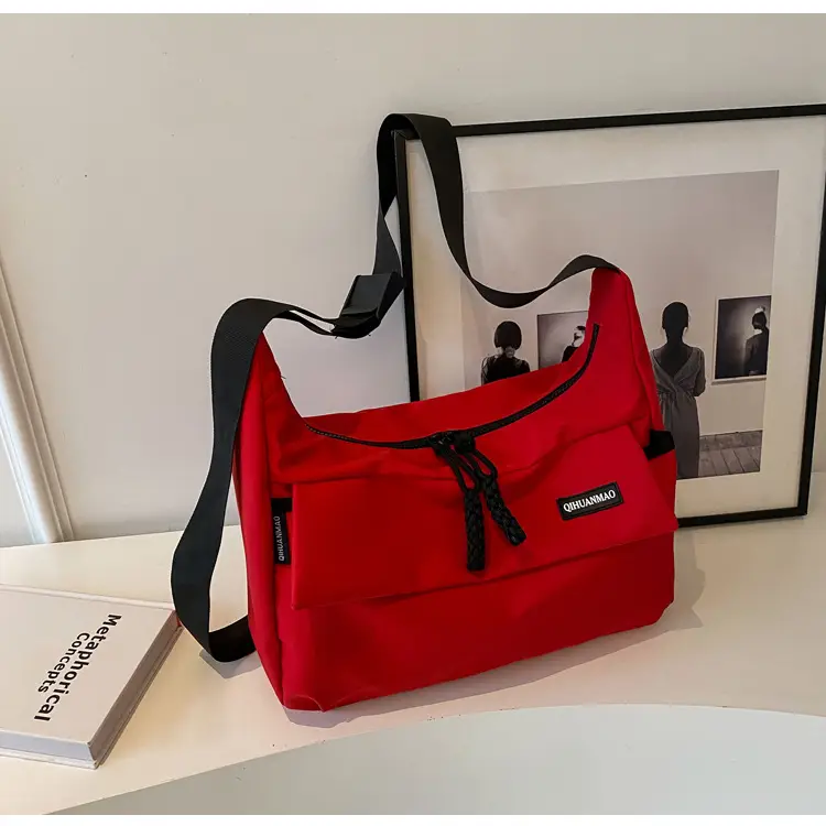 Red Crossbody Bag for Girls Student Large Capacity - Image 3