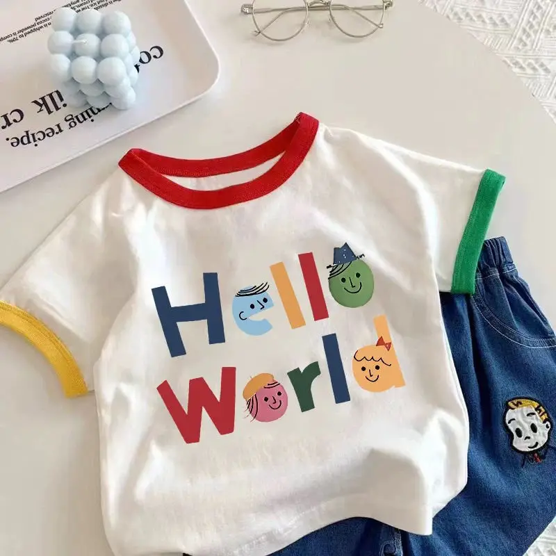 2025 Kids Cotton Cartoon T-Shirt White Red Blue - Image 14
