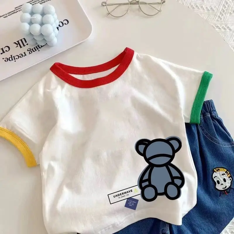 2025 Kids Cotton Cartoon T-Shirt White Red Blue - Image 11