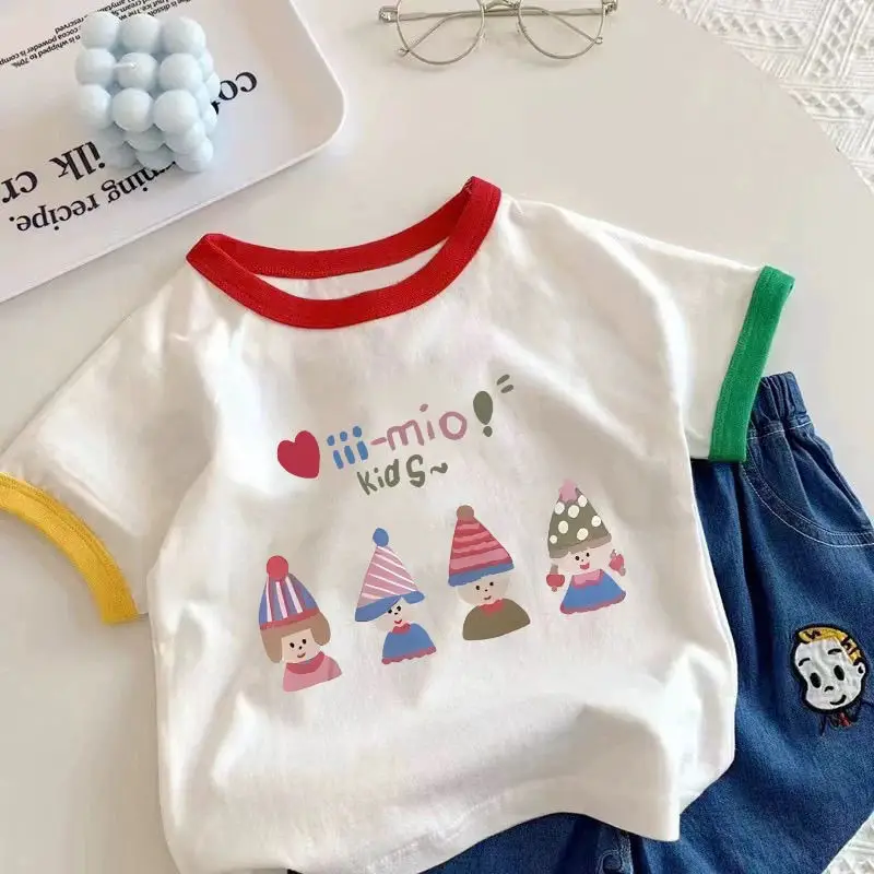 2025 Kids Cotton Cartoon T-Shirt White Red Blue - Image 6