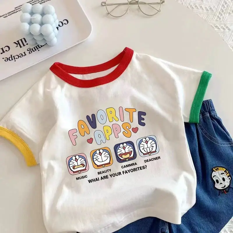 2025 Kids Cotton Cartoon T-Shirt White Red Blue - Image 8