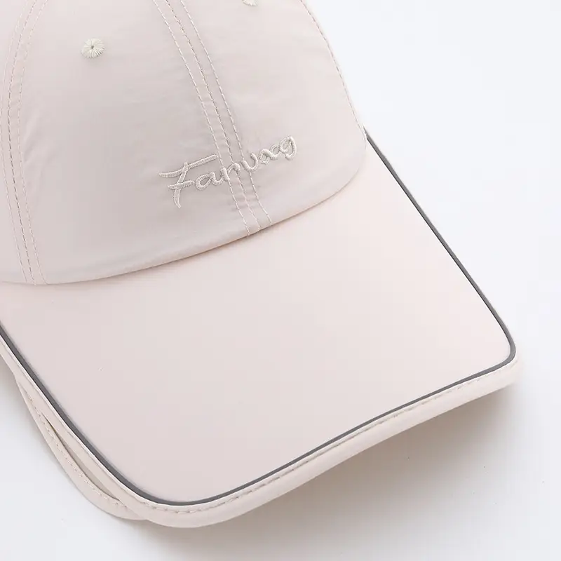 Men White Baseball Cap with Wide Brim & Embroidered Design — feature 3