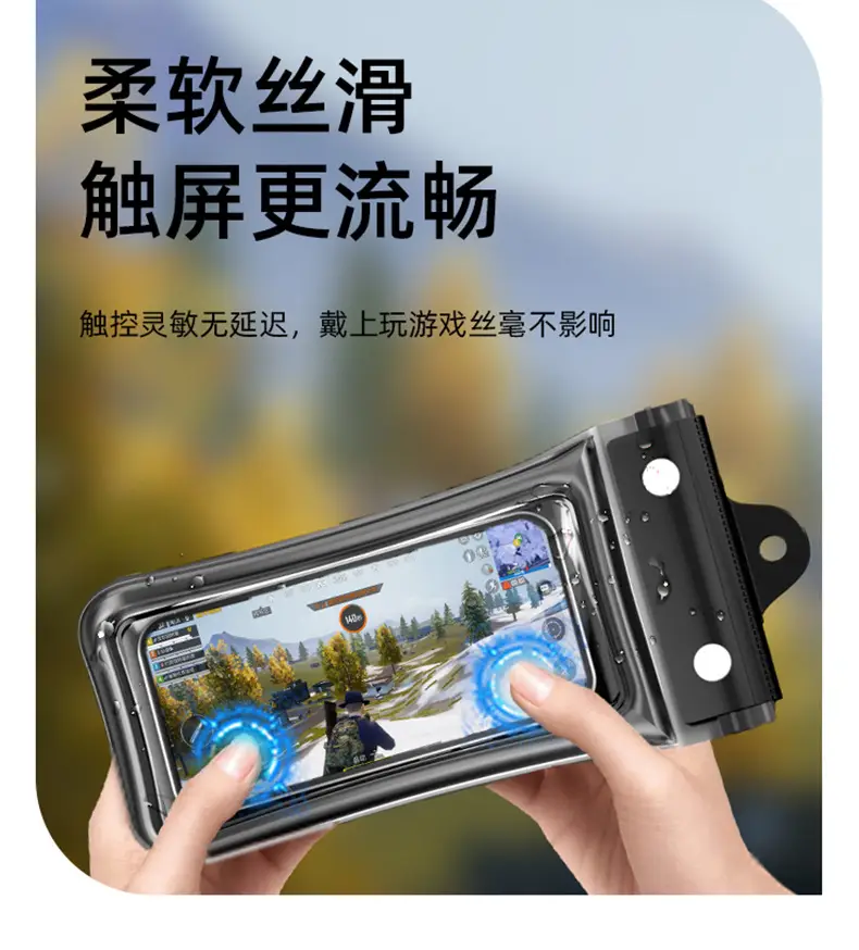Mobile Phone Waterproof Bag Floating Touch Screen with Airbag Swimming Drifting Triple-fold Sealed Diving Jacket Take-out Rider Photo — feature 15