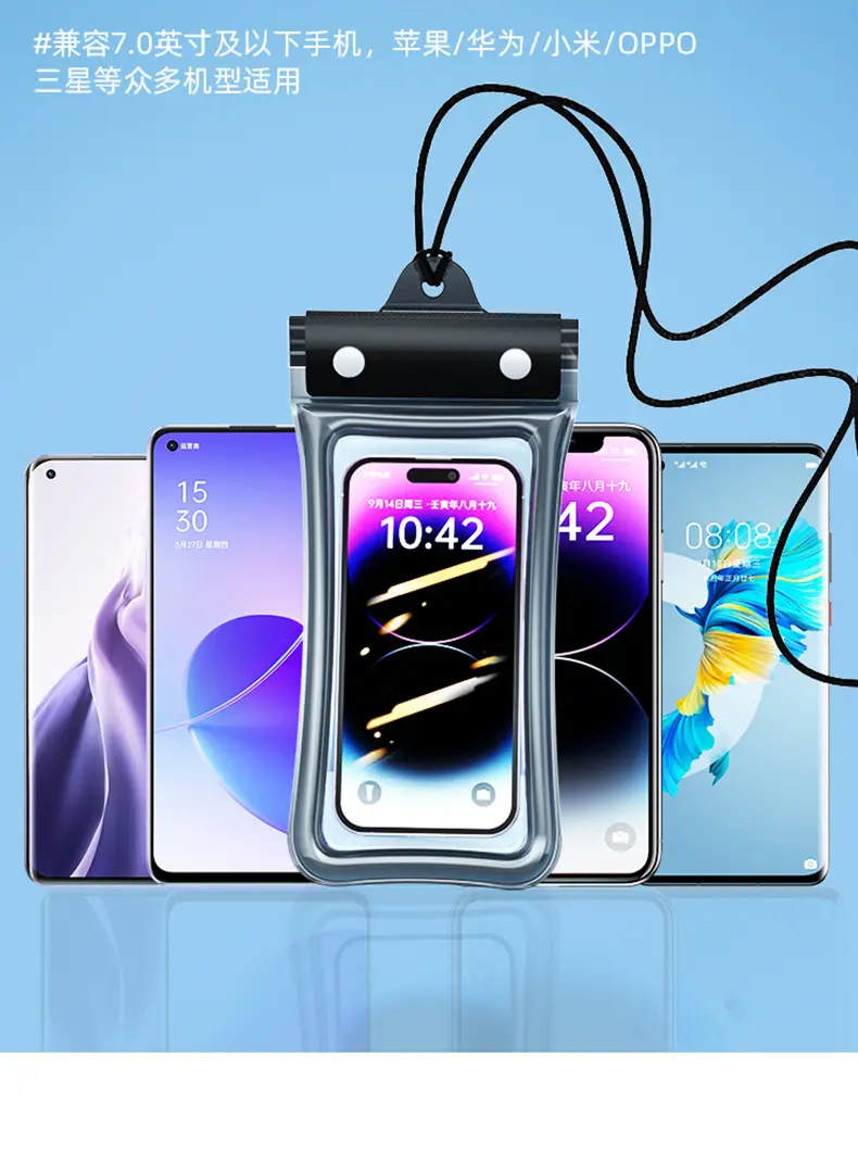 Mobile Phone Waterproof Bag Floating Touch Screen with Airbag Swimming Drifting Triple-fold Sealed Diving Jacket Take-out Rider Photo — feature 25