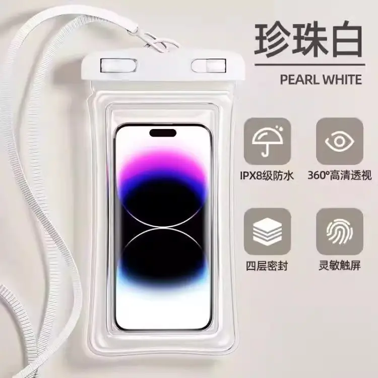 Mobile Phone Waterproof Bag Floating Touch Screen with Airbag Swimming Drifting Triple-fold Sealed Diving Jacket Take-out Rider Photo